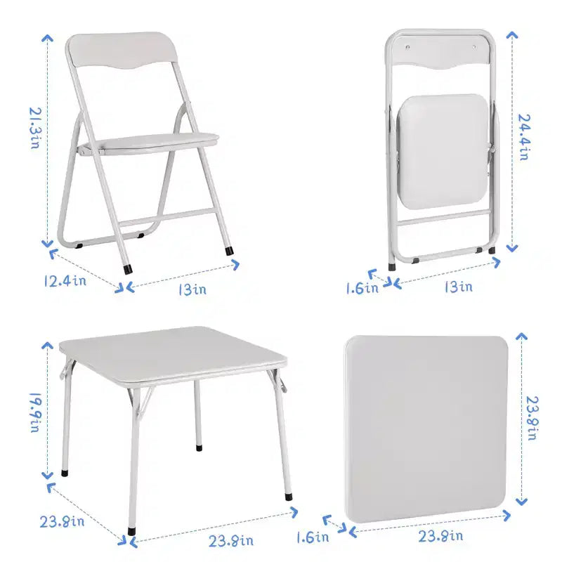 Chaises et table pliantes en métal, chaises pliantes rembourrées en cuir avec coussin confortable et cadre en acier durable, activité pour enfants rembourrée