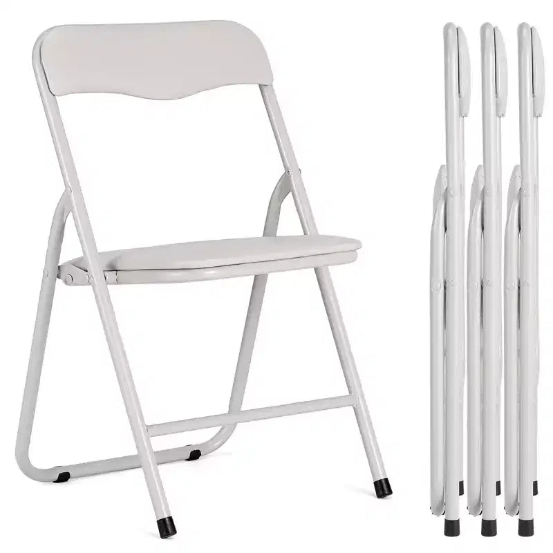 Chaises et table pliantes en métal, chaises pliantes rembourrées en cuir avec coussin confortable et cadre en acier durable, activité pour enfants rembourrée