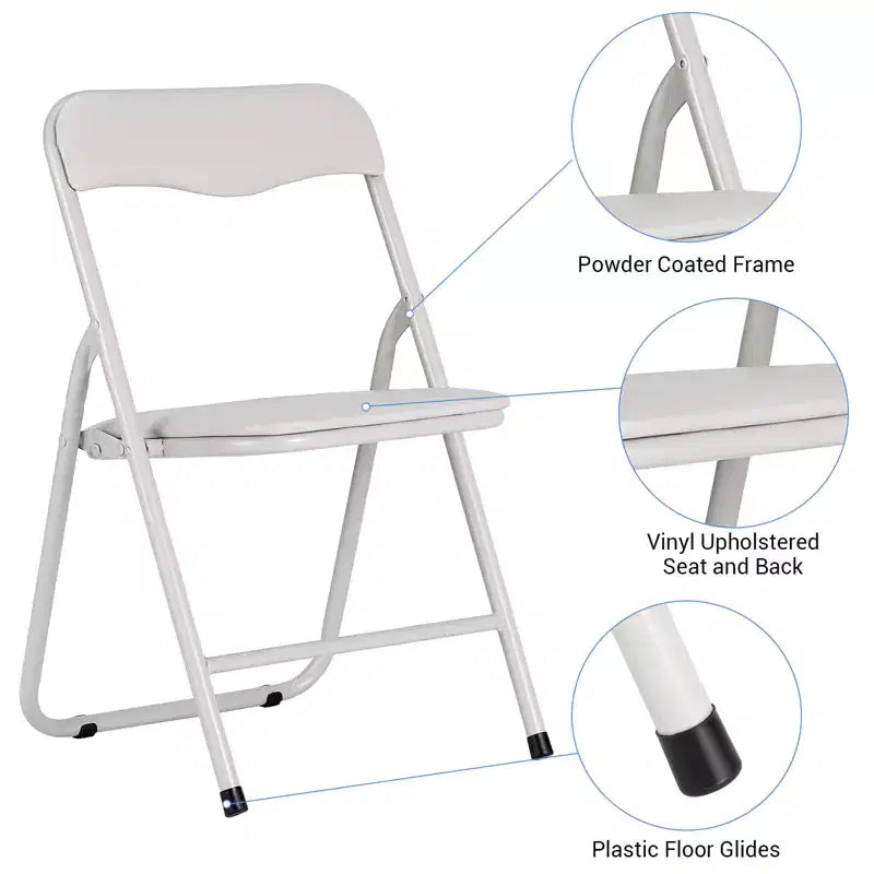 Chaises et table pliantes en métal, chaises pliantes rembourrées en cuir avec coussin confortable et cadre en acier durable, activité pour enfants rembourrée