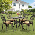 VINGLI 5-Piece Outdoor Patio Dining Set, Cast Aluminum All-Weather Outdoor Table and Chairs w/Cushion, outdoor patio dining sets