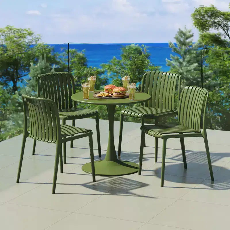 Ensemble de salle à manger extérieur 5 pièces WestinTrends Playa avec table en métal et chaises de patio empilables en résine