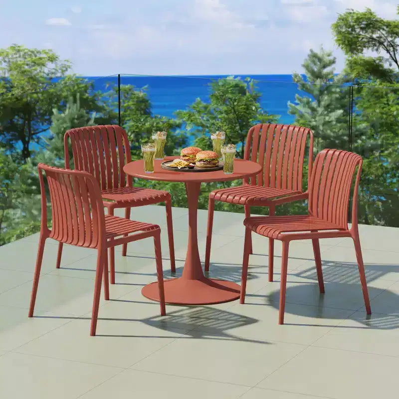 Ensemble de salle à manger extérieur 5 pièces WestinTrends Playa avec table en métal et chaises de patio empilables en résine