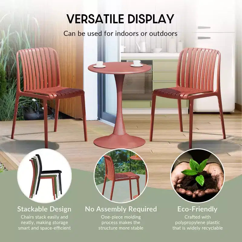 Ensemble de salle à manger extérieur 5 pièces WestinTrends Playa avec table en métal et chaises de patio empilables en résine