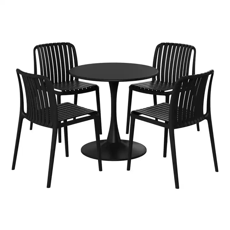 WestinTrends Playa 5-Piece Outdoor Metal Dining Table Set And Stackable Resin Patio Chairs