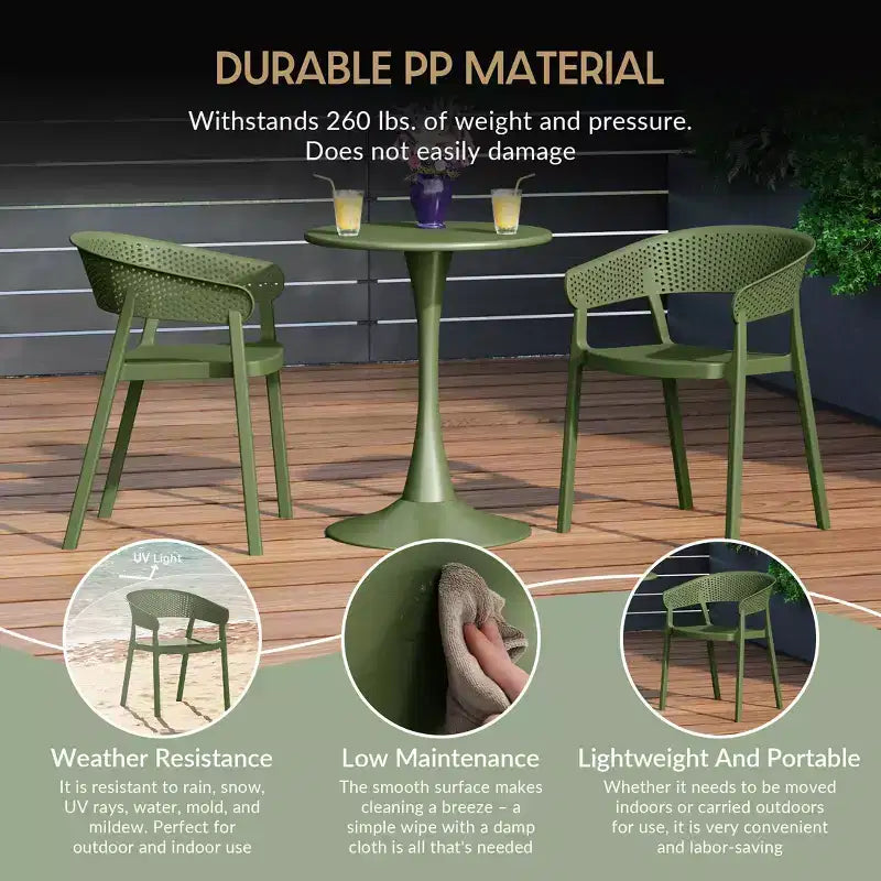 Ensemble de table à manger de patio WestinTrends Playa 3 pièces en métal, pour l'intérieur et l'extérieur, avec chaises de patio empilables