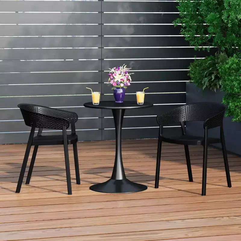 Ensemble de table à manger de patio WestinTrends Playa 3 pièces en métal, pour l'intérieur et l'extérieur, avec chaises de patio empilables
