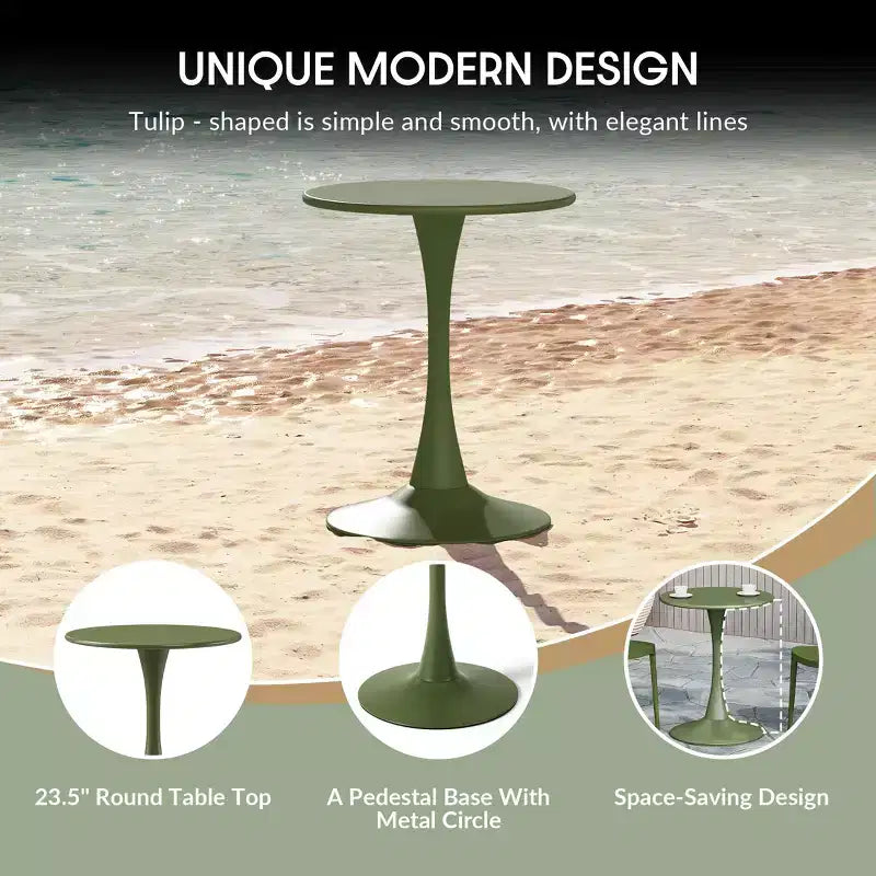Ensemble de table à manger de patio WestinTrends Playa 3 pièces en métal, pour l'intérieur et l'extérieur, avec chaises de patio empilables