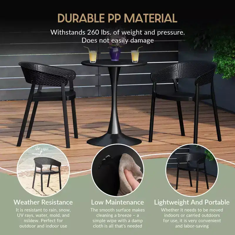 Ensemble de table à manger de patio WestinTrends Playa 3 pièces en métal, pour l'intérieur et l'extérieur, avec chaises de patio empilables