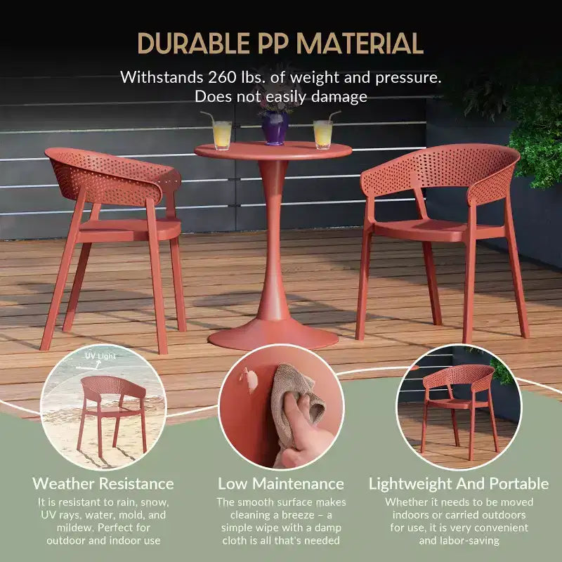 Ensemble de table à manger de patio WestinTrends Playa 3 pièces en métal, pour l'intérieur et l'extérieur, avec chaises de patio empilables