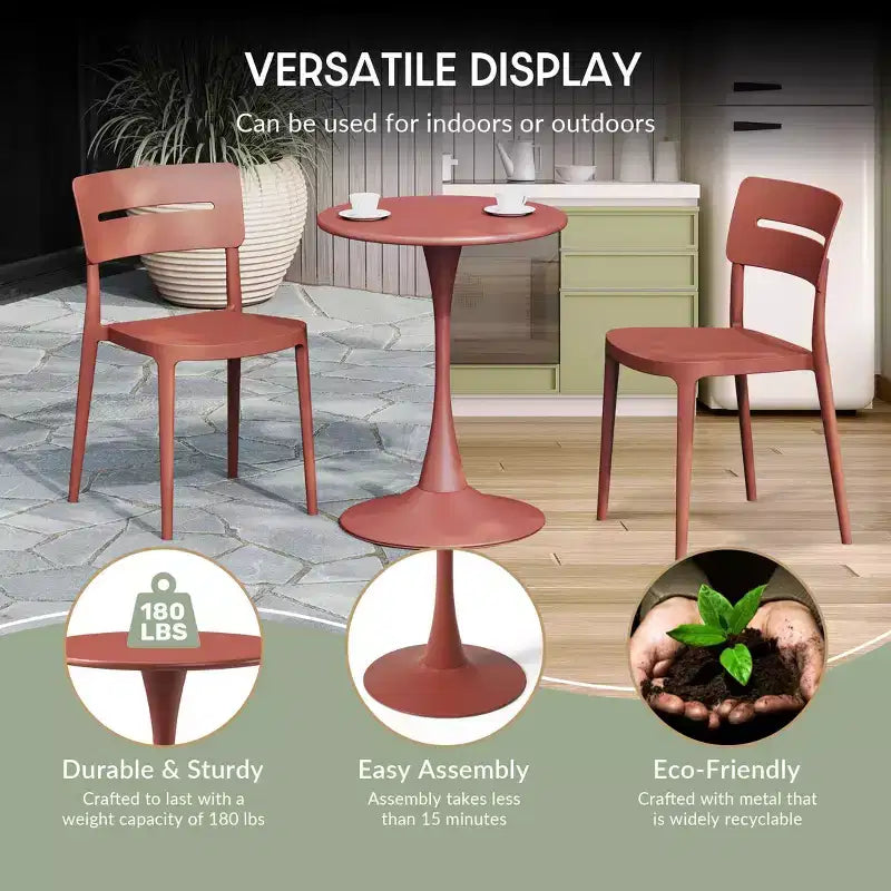 Ensemble de table à manger de patio WestinTrends Playa 3 pièces en métal, pour l'intérieur et l'extérieur, avec chaises de patio empilables