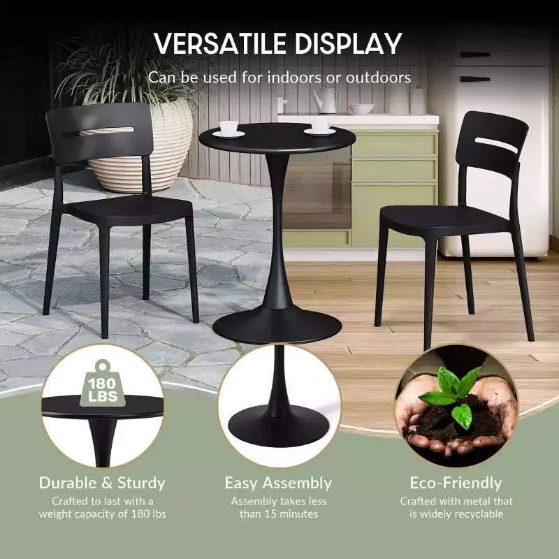 Ensemble de table à manger de patio WestinTrends Playa 3 pièces en métal, pour l'intérieur et l'extérieur, avec chaises de patio empilables