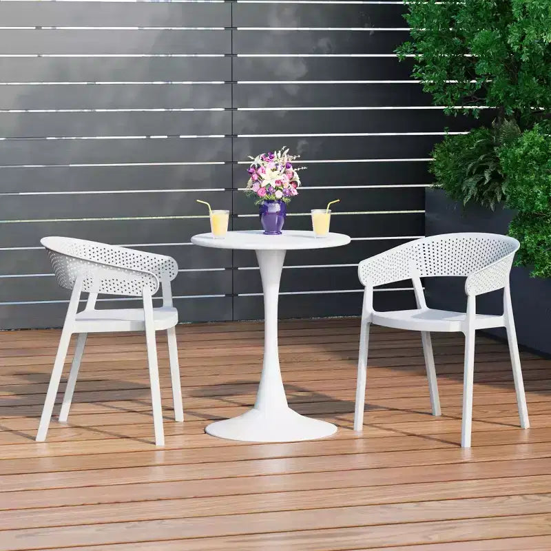 Ensemble de table à manger de patio WestinTrends Playa 3 pièces en métal, pour l'intérieur et l'extérieur, avec chaises de patio empilables
