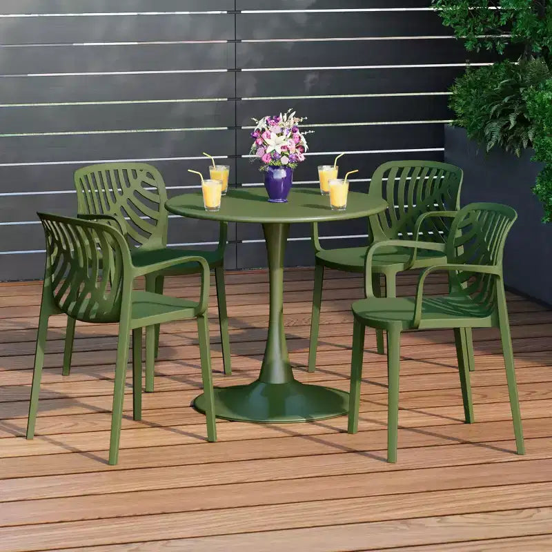 Ensemble de salle à manger d'extérieur et d'intérieur WestinTrends Playa 5 pièces en métal avec chaises de patio empilables