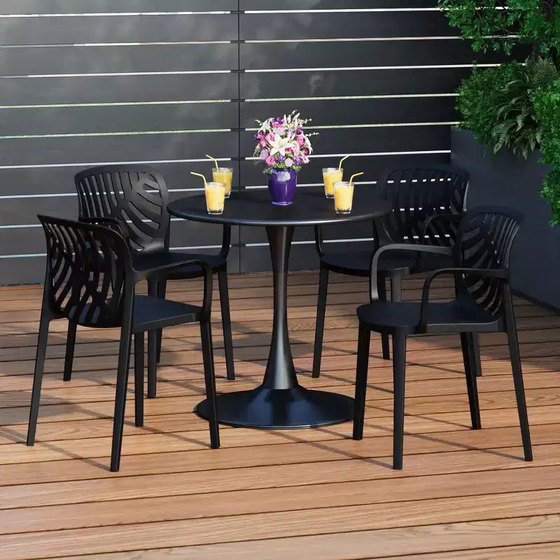 Ensemble de salle à manger d'extérieur et d'intérieur WestinTrends Playa 5 pièces en métal avec chaises de patio empilables