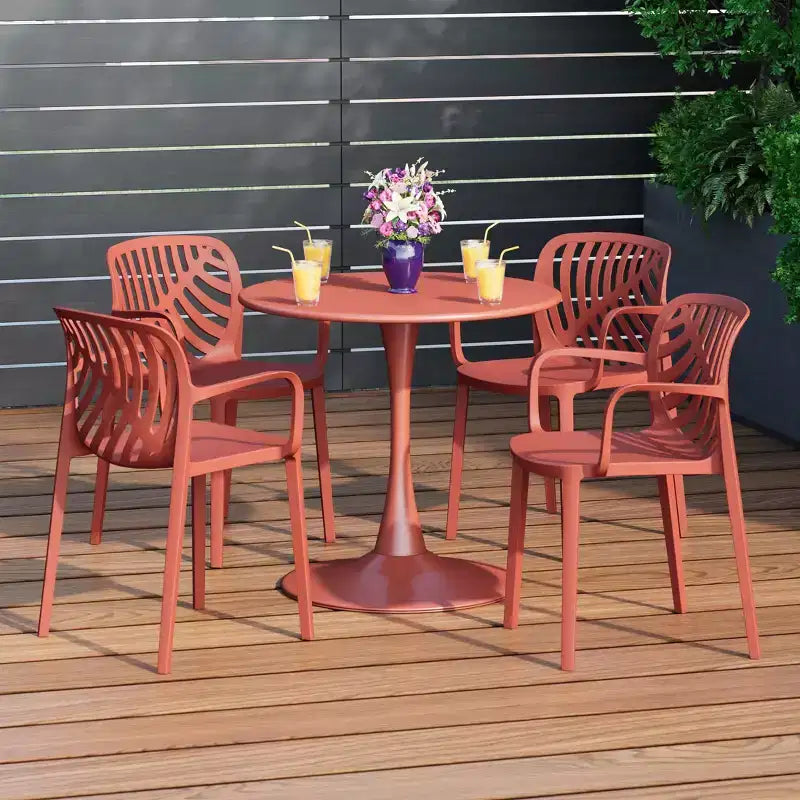 Ensemble de salle à manger d'extérieur et d'intérieur WestinTrends Playa 5 pièces en métal avec chaises de patio empilables