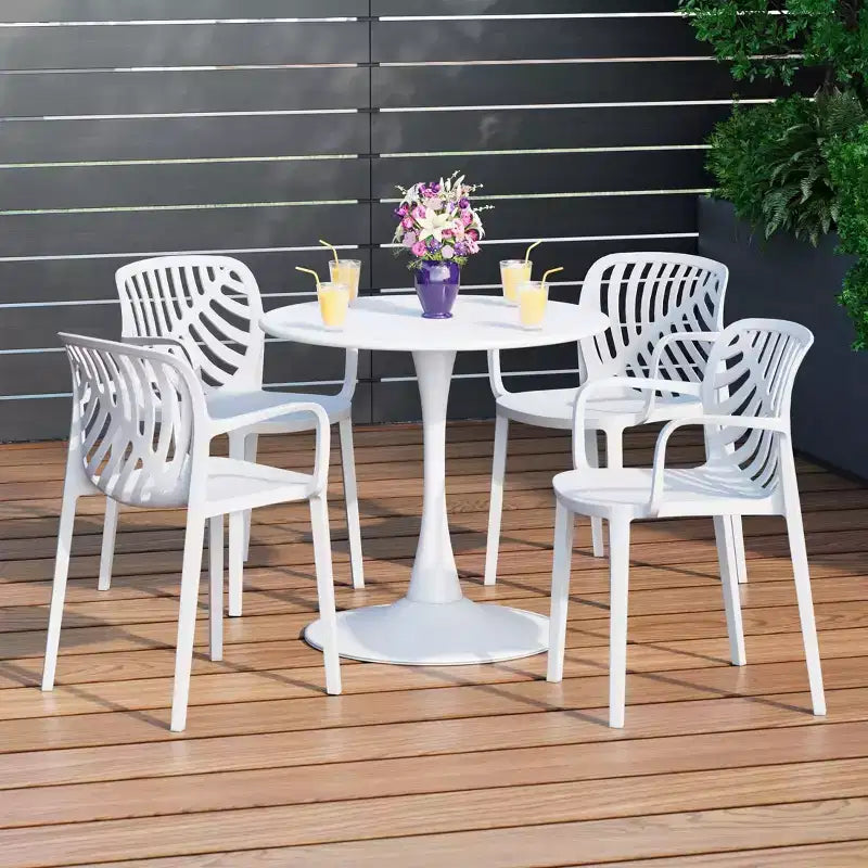Ensemble de salle à manger d'extérieur et d'intérieur WestinTrends Playa 5 pièces en métal avec chaises de patio empilables
