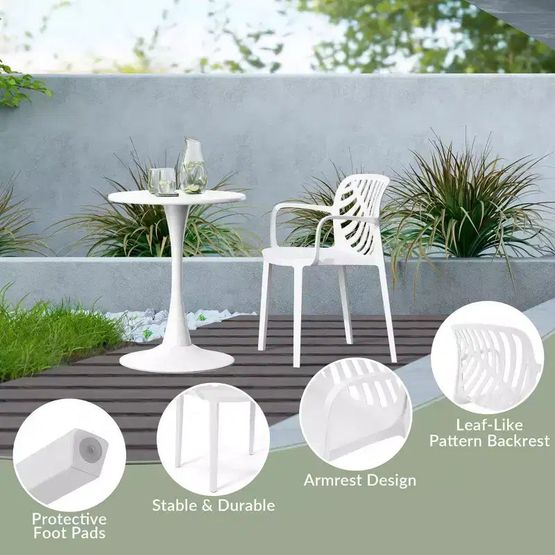 Ensemble de salle à manger d'extérieur et d'intérieur WestinTrends Playa 5 pièces en métal avec chaises de patio empilables