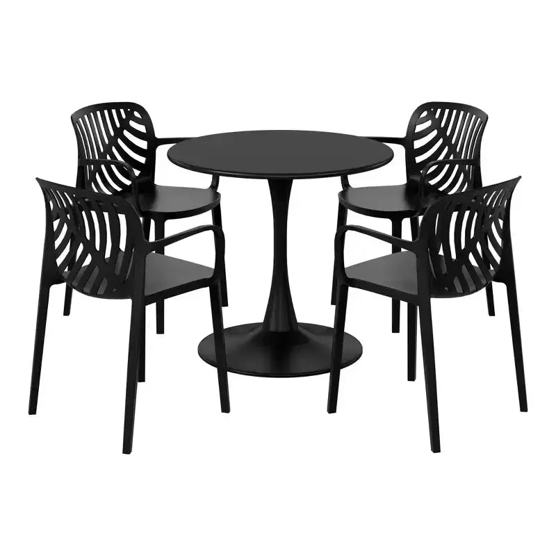 WestinTrends Playa 5-Piece Outdoor Indoor Metal Patio Dining Table Set With Stackable Patio Arm Chairs
