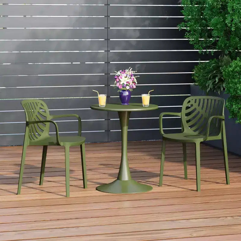 Ensemble de salle à manger d'extérieur et d'intérieur 3 pièces en métal WestinTrends Playa avec chaises de terrasse empilables