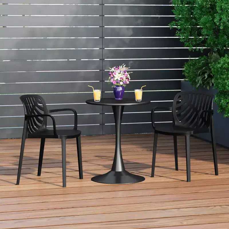 Ensemble de salle à manger d'extérieur et d'intérieur 3 pièces en métal WestinTrends Playa avec chaises de terrasse empilables