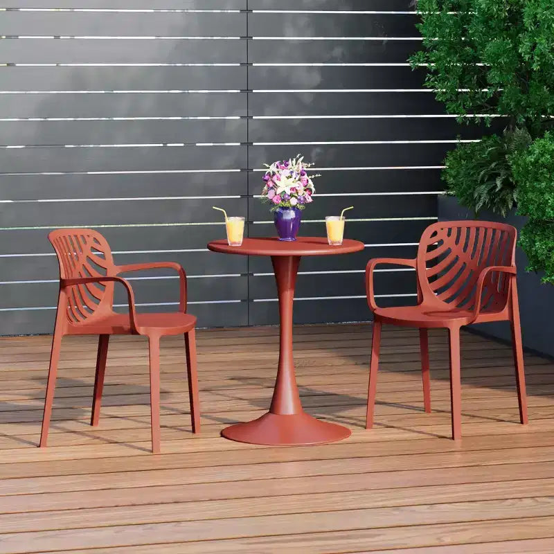Ensemble de salle à manger d'extérieur et d'intérieur 3 pièces en métal WestinTrends Playa avec chaises de terrasse empilables