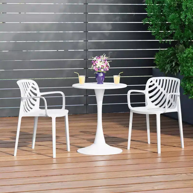 Ensemble de salle à manger d'extérieur et d'intérieur 3 pièces en métal WestinTrends Playa avec chaises de terrasse empilables