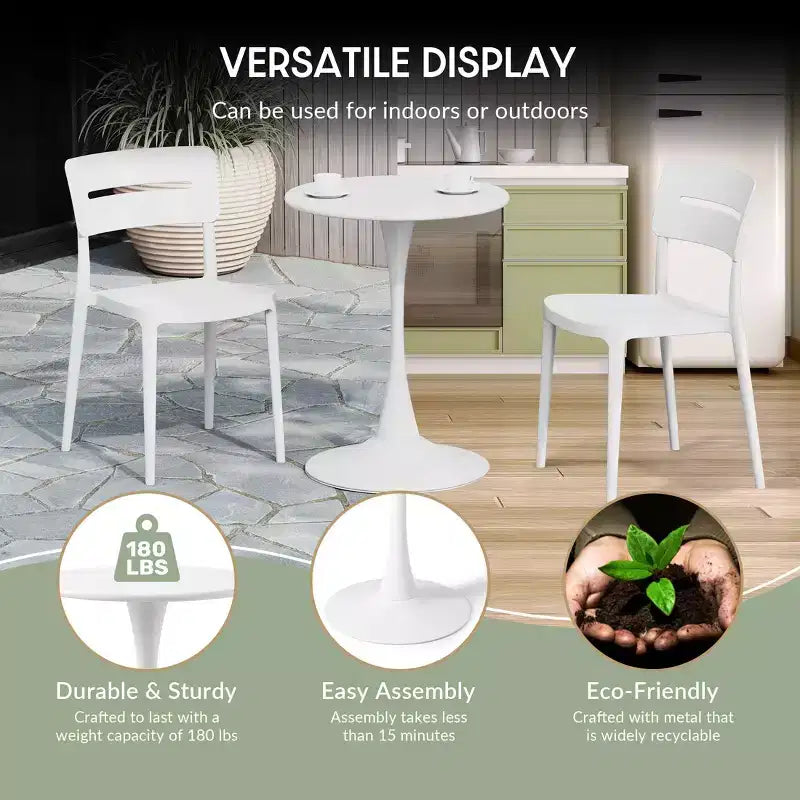 Ensemble de salle à manger d'extérieur et d'intérieur 3 pièces en métal WestinTrends Playa avec chaises de terrasse empilables