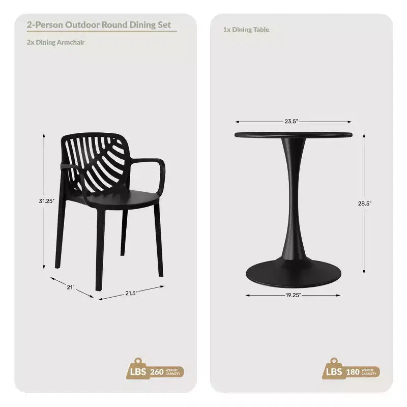 Ensemble de salle à manger d'extérieur et d'intérieur 3 pièces en métal WestinTrends Playa avec chaises de terrasse empilables