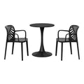WestinTrends Playa 3-Piece Outdoor Indoor Metal Patio Dining Table Set With Stackable Patio Chairs