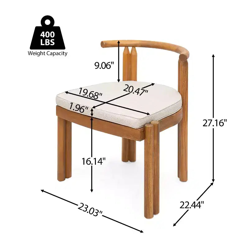 Christopher Knight Home Varkael Ensemble de salle à manger d'extérieur rustique 7 pièces en bois d'acacia avec coussins