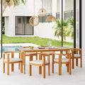 Christopher Knight Home Mordak Rustic 7 Piece Patio Acacia Wood Dining Set with Cushions