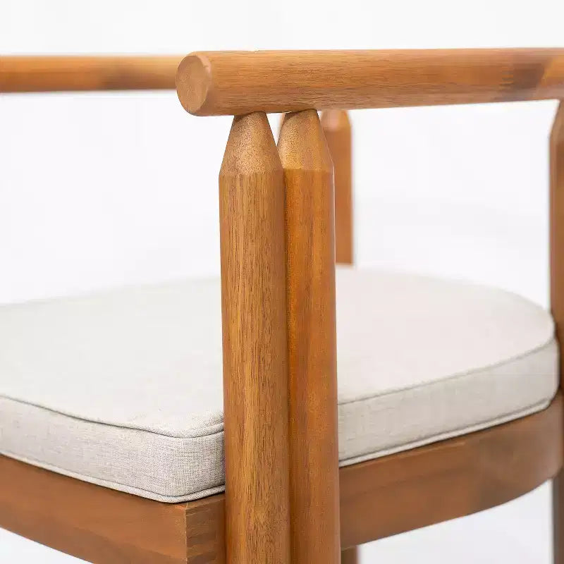 Christopher Knight Home Mordak Ensemble de salle à manger d'extérieur rustique 7 pièces en bois d'acacia avec coussins