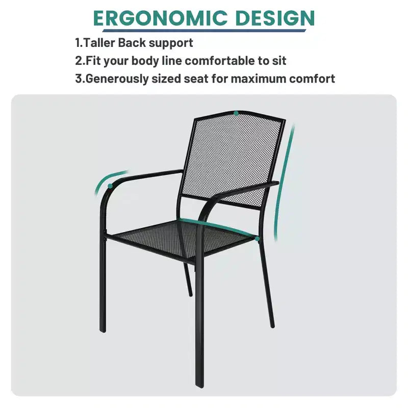 Mondawe Ensemble de salle à manger 5 pièces en maille d'acier avec 1 table carrée et 4 chaises de salle à manger
