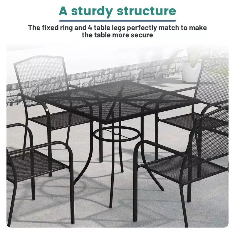 Mondawe Ensemble de salle à manger 5 pièces en maille d'acier avec 1 table carrée et 4 chaises de salle à manger