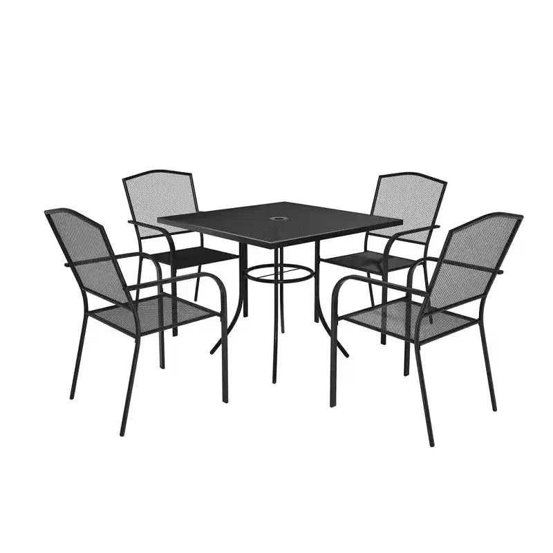Mondawe Ensemble de salle à manger 5 pièces en maille d'acier avec 1 table carrée et 4 chaises de salle à manger
