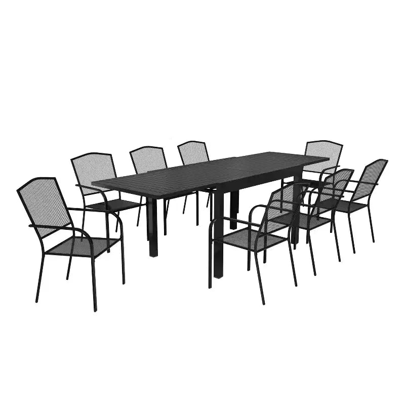 Mondawe 9-Piece Aluminum Extendable Outdoor Patio Dining Set,With Telescopic Table & Mesh Chairs Patio Set