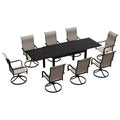 Mondawe 9-Piece Outdoor Dining Set,With 1 Piece Extendable Rectangle Table and 8 Piece 360 Degree Swivel Chair Patio Set