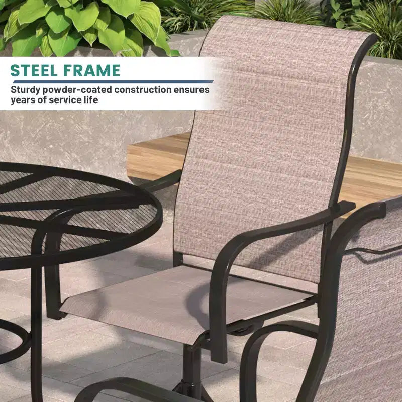 Ensemble de salle à manger d'extérieur Mondawe 9 pièces, avec 1 table rectangulaire extensible et 8 chaises de patio pivotantes à 360 degrés