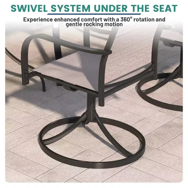 Ensemble de salle à manger d'extérieur Mondawe 9 pièces, avec 1 table rectangulaire extensible et 8 chaises de patio pivotantes à 360 degrés