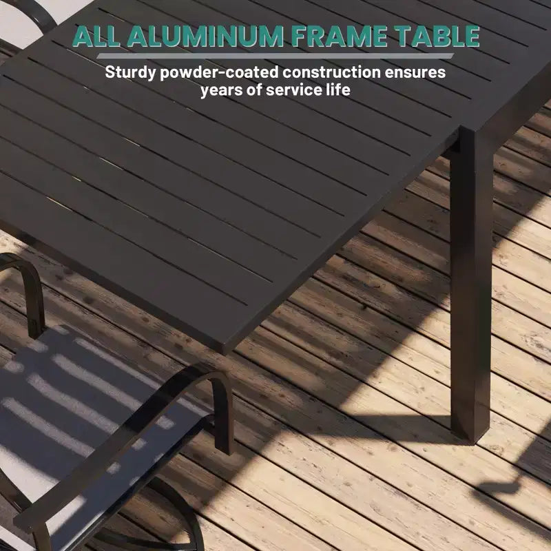 Ensemble de salle à manger d'extérieur Mondawe 9 pièces, avec 1 table rectangulaire extensible et 8 chaises de patio pivotantes à 360 degrés