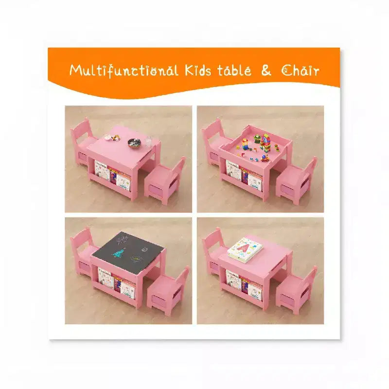 Ensemble Table d'activités 4-en-1 avec plateau amovible, table avec tiroirs et étagère, mobilier multifonctionnel pour tout-petits pour le dessin et la lecture