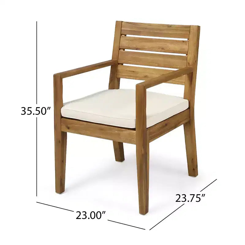 Ensemble de salle à manger d'extérieur rustique Christopher Knight Home Juliette 7 pièces en rotin et bois d'acacia à lattes avec coussins
