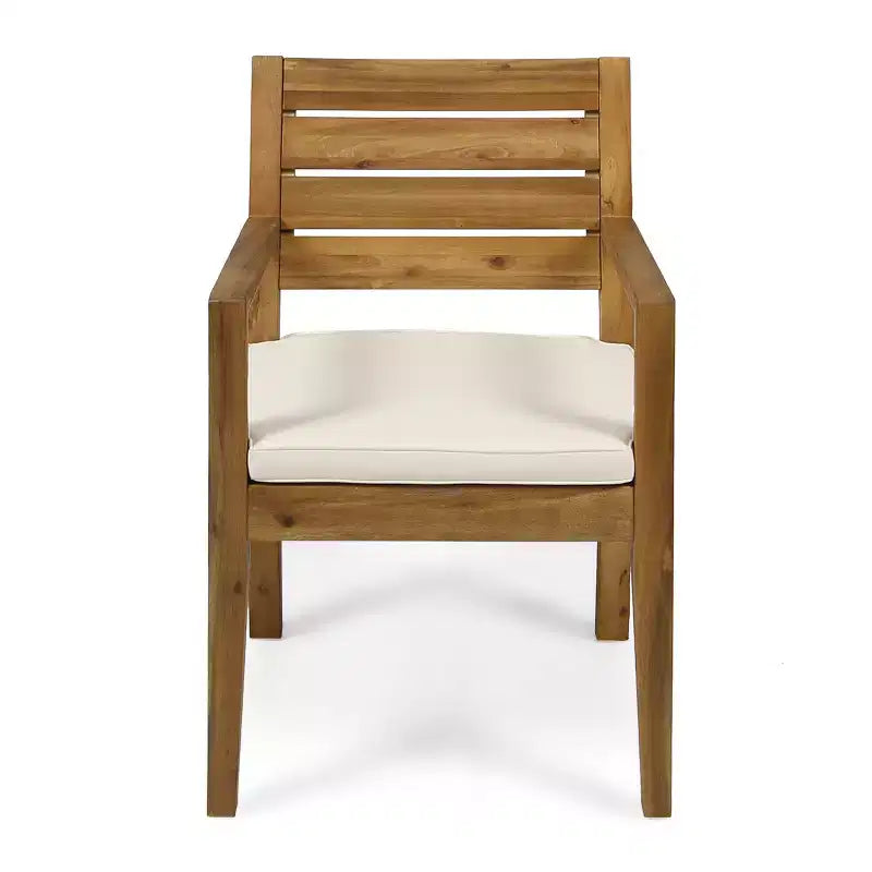 Ensemble de salle à manger d'extérieur rustique Christopher Knight Home Juliette 7 pièces en rotin et bois d'acacia à lattes avec coussins