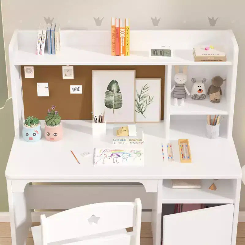 Ensemble bureau et chaise d'étude pour enfants TROPOW avec rangement - Table d'apprentissage ergonomique pour enfants avec étagère et organiseur - Construction en bois d'ingénierie