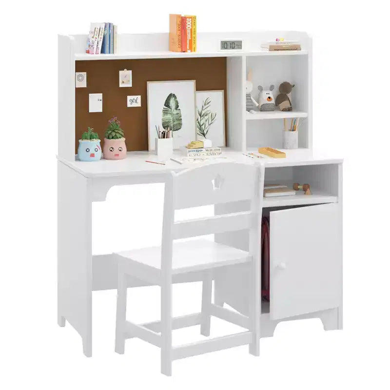 Ensemble bureau et chaise d'étude pour enfants TROPOW avec rangement - Table d'apprentissage ergonomique pour enfants avec étagère et organiseur - Construction en bois d'ingénierie