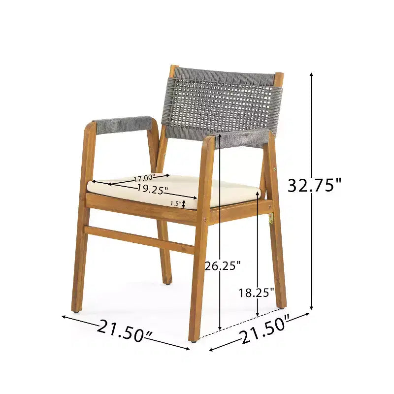 Christopher Knight Home Amara Ensemble de salle à manger d'extérieur rustique 6 pièces en bois d'acacia avec table à lattes en rotin et coussins