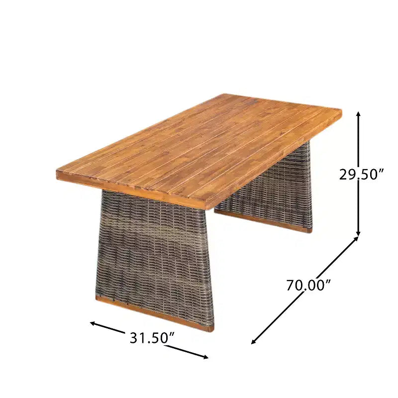 Christopher Knight Home Amara Ensemble de salle à manger d'extérieur rustique 6 pièces en bois d'acacia avec table à lattes en rotin et coussins