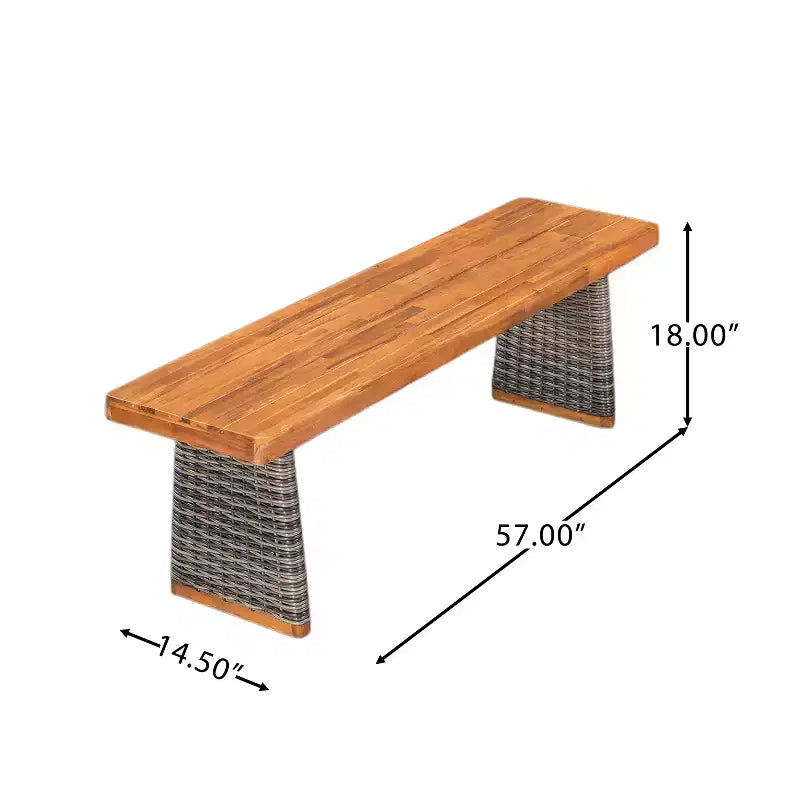 Christopher Knight Home Amara Ensemble de salle à manger d'extérieur rustique 6 pièces en bois d'acacia avec table à lattes en rotin et coussins