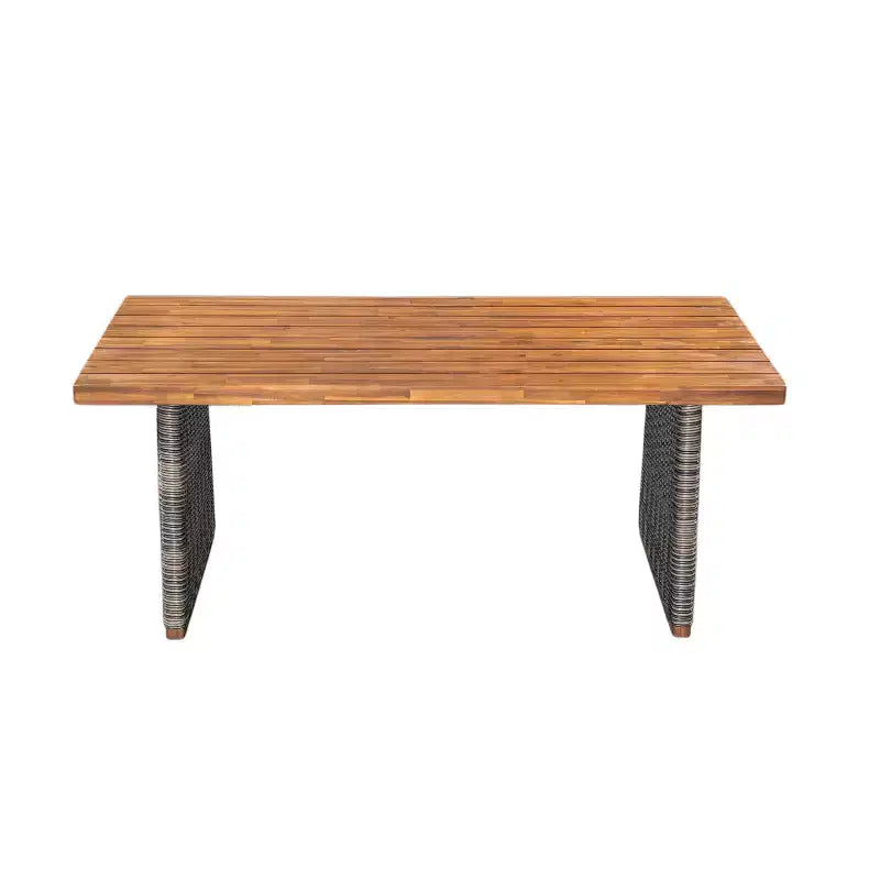 Christopher Knight Home Amara Ensemble de salle à manger d'extérieur rustique 6 pièces en bois d'acacia avec table à lattes en rotin et coussins
