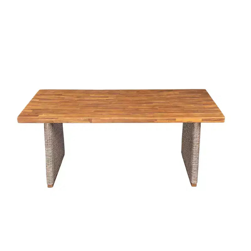 Ensemble de salle à manger d'extérieur rustique 6 pièces Christopher Knight Home Liliana en bois d'acacia avec table à lattes en rotin et coussins